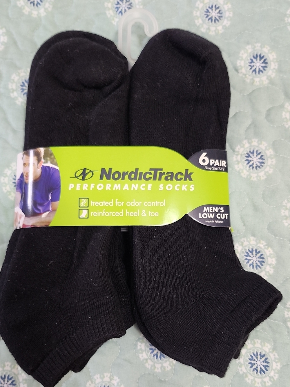 NordicTrack Men's Low-Cut Athletic Socks - Black (6 Pack)